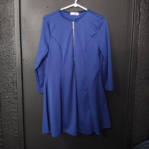 NWT Royal Blue A-Line Dress with Front Zip - Fashion Classic Fashion Collection